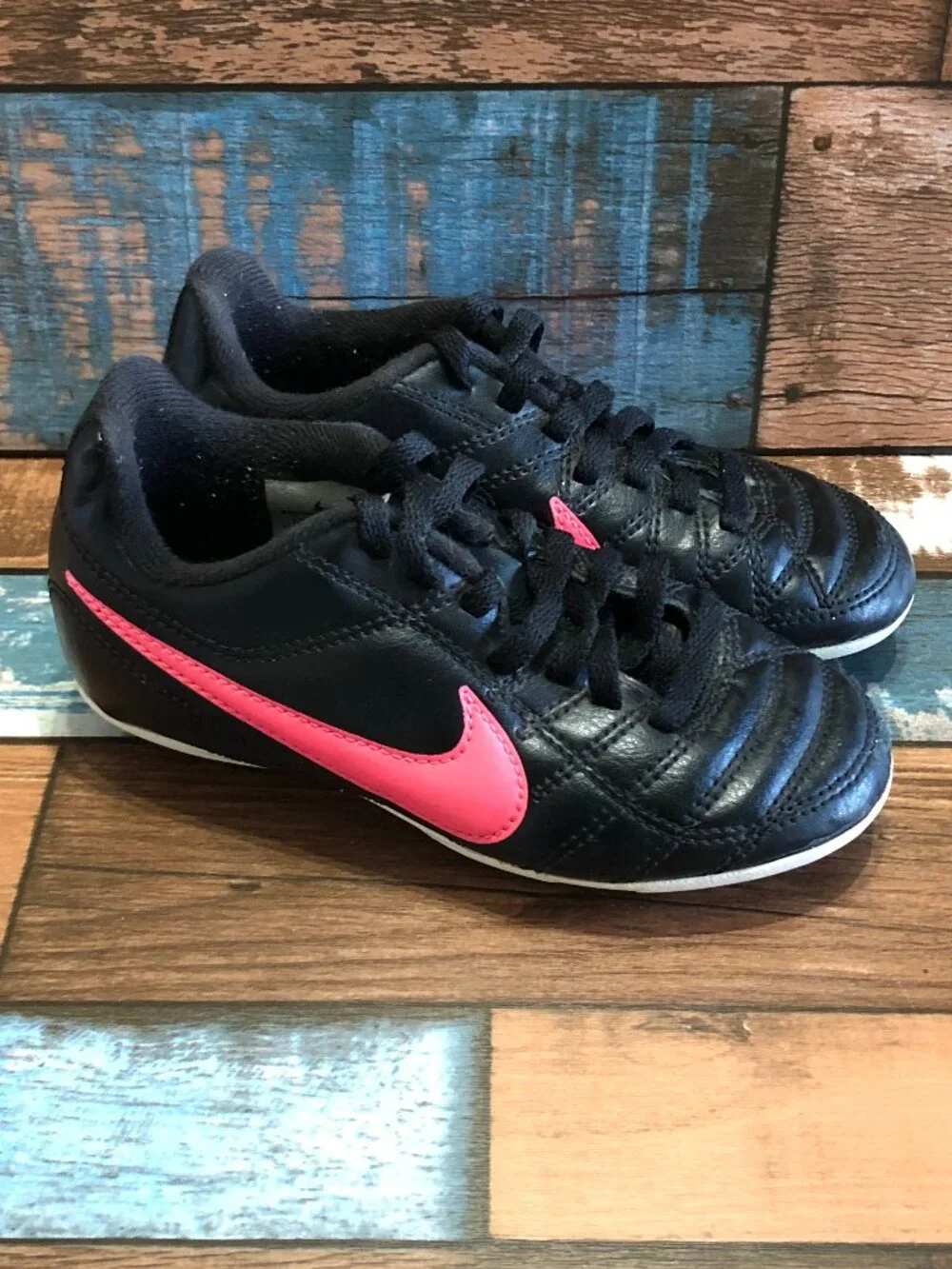 Nike Soccer Cleats 599072-006 Black Pink Little Girls Toddlers Size 10C